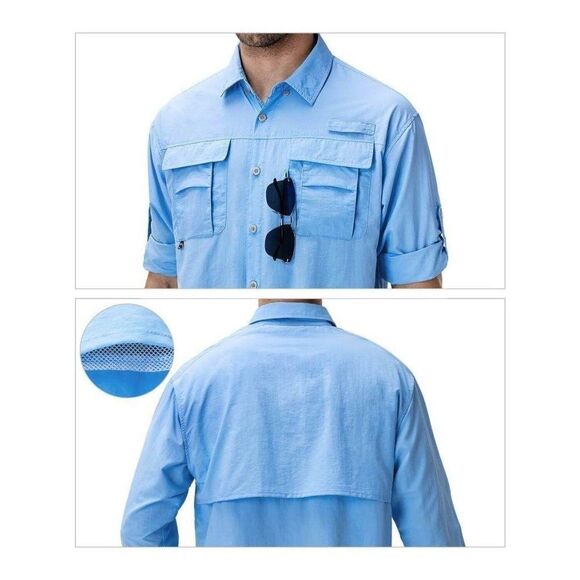 Naviskin UPF 50+ Outdoor Fishing Shirt 2XL Blue - Picture 1 of 14